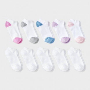 Girls' 10pk Low Socks - Cat & Jack™ White M