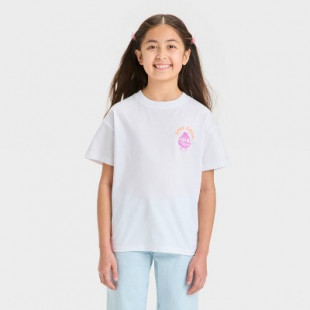 Girls' Short Sleeve Oversized 'Stay Chill' Front-Back Graphic T-Shirt - Cat & Jack™ White M