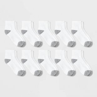 Boys' 10pk Ankle Athletic Socks - Cat & Jack™ White M