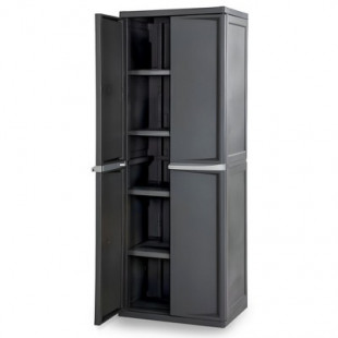 Sterilite Adjustable 4 Shelf Cabinet, Plastic Organization Storage Unit, Organizer for Bins in the Garage, Basement, Attic, Mudroom, Gray