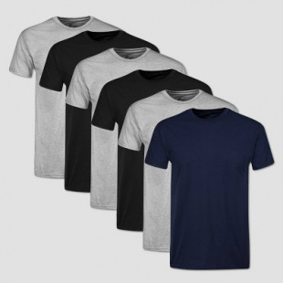 Hanes Red Label Men's Crew Neck Dyed T-Shirt 6pk - Black/Gray/Blue M: Tagless, Moisture Wicking
