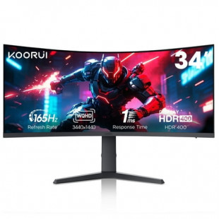KOORUI 34'' Ultrawide 4K Curved Gaming Monitor, 165Hz WQHD HDMI Display Port, Black