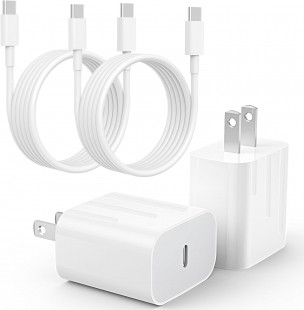 2-Pack Ximytec 20W USB C Fast Charger w/6ft USB-C to C Cable