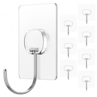 8 Pack Large Adhesive Hooks - Heavy Duty Wall Hooks for Bathroom, Kitchen, and More
