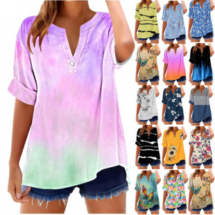 Xdegoge Women’s Plus Size Floral V-Neck Tunic Tops – Oversized Boho Shirts for Casual Wear