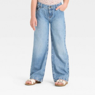 Girls’ Wide Leg Jeans - Cat & Jack™ Medium Wash 12