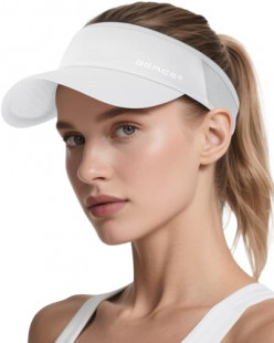 BEACE Lightweight Moisture Wicking Sports Sun Visors Hats Women Men Sunvisor Cap for Golf Tennis Running Pickleball White