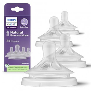 Philips Avent Natural Response Nipples Extra Fast Flow (Flow 5) 4-Pack SCY965/44