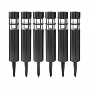 Mainstays 6-Pack Solar Powered Black Bollard Landscape Path Lights