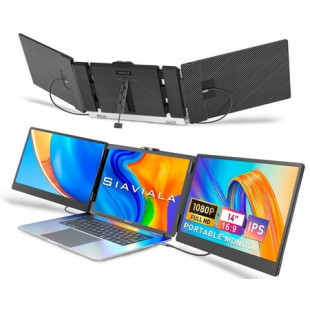 SIAVIALA 14" IPS Triple Portable Monitor for Laptop Extension – 1080P FHD Dual Screen