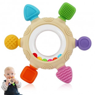 VTECHOLOGY Baby Teething Rings Toys for 0-24 Months - Silicone Rattle Teether Set