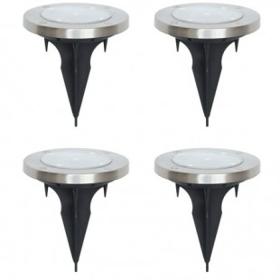 Mainstays Solar Powered Stainless Steel LED Landscape Disc Lights (4 Count)