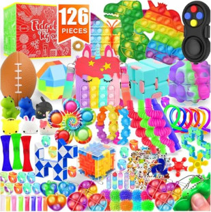 126 Pack Fidget Toys - Party Favors for Kids 8-12 & 4-8 - Sensory Toys Bulk for Autism & Classroom