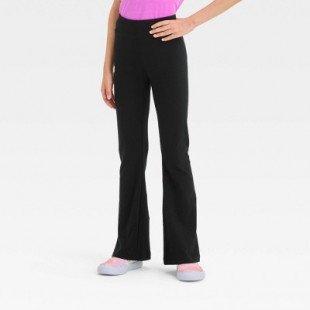Girls’ Flare Leggings - Cat & Jack™ Black M: High Rise, Elastic Waist, Jersey Fabric