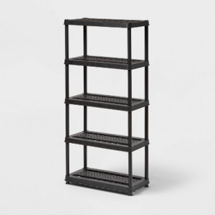 5 Tier Plastic Shelf Unit Black - Brightroom™ Utility Storage Shelving