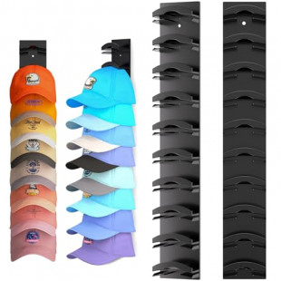 Hat Organizer for Baseball Caps 2Pack - Wall Mounted Hat Rack with Strong Adhesive