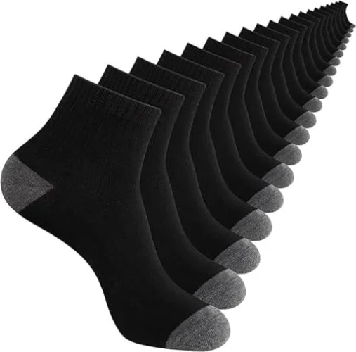 20 Pack 3 Styles Men’s/Women’s Mini Crew Ankle Socks Quarter Bulk - Black Breathable Thin Athletic Casual Socks, Fits Shoe Size 8-11