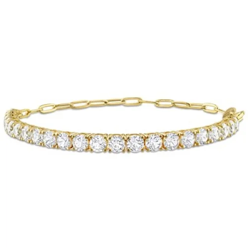 EVERLY JEWELRY Yellow Plated Sterling Silver 6 CT TGW Created White Sapphire Bracelet, 7.5-inch