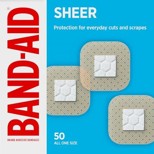 BAND-AID Brand Sheer Spots Adhesive Small Square Bandages, 50 ct