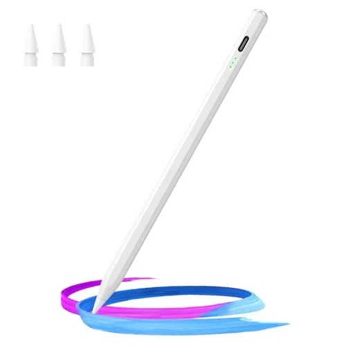 Hastraith Stylus Pen for iPad (2018-2025) - 13 Mins Fast Charge, Tilt Sensitivity, Palm Rejection, White