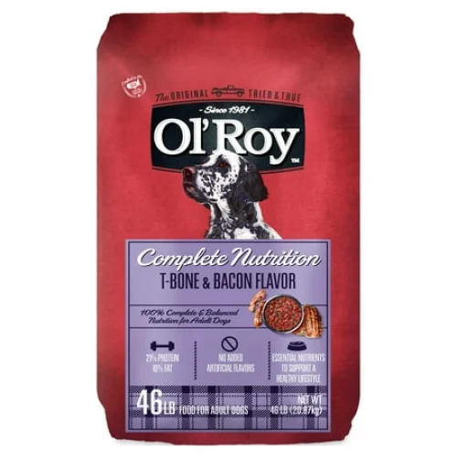 Rebublished Ol’ Roy Complete Nutrition T-Bone & Bacon Flavor Dry Dog Food, 46 lbs