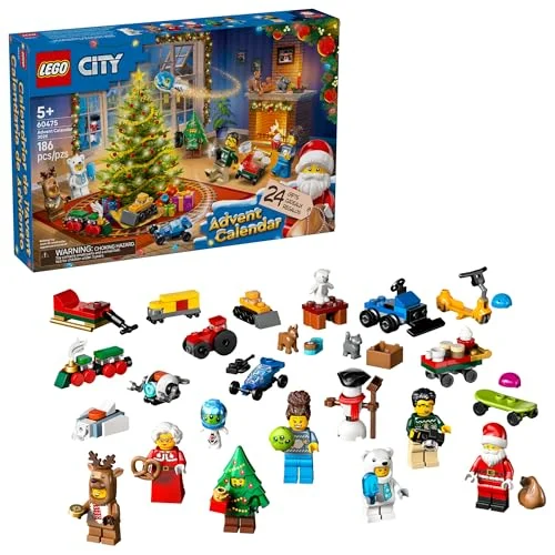 LEGO City Advent Calendar 2025 - Holiday Countdown Playset with Santa & Mrs. Claus Minifigures (60475)