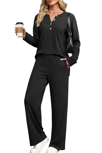 XIEERDUO Lounge Sets for Women Airport Outfits 2 Piece Fall Fashion Matching Set
