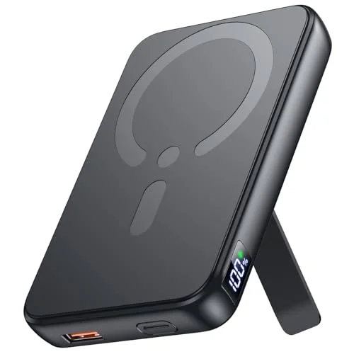 for Magsafe Portable Charger, 12000mAh Wireless Magnetic Power Bank with Stand and PD 20W Fast Charging, for Magsafe Battery Pack Compatible with iPhone 17/16/15/14/13 Series,Travel Camping Essential