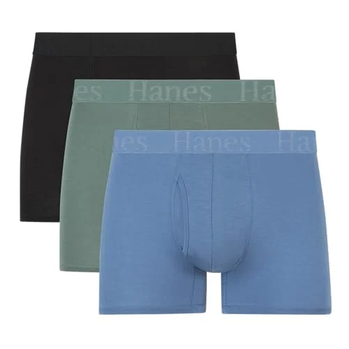 Hanes Men's Supersoft Underwear Trunks & Boxer Briefs Blue/Green/Black