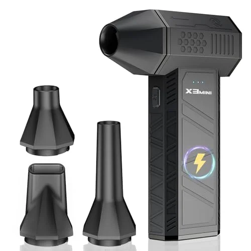 Reconditioned Compressed Air Duster, 180000RPM Electric Air Duster, Rechargeable Cordless Air Blower with 3-Gear Turbo Fan, Canned Air Alternative for Keyboard, PC, Computer, Car, Home & Outdoor Use (Pure Black)