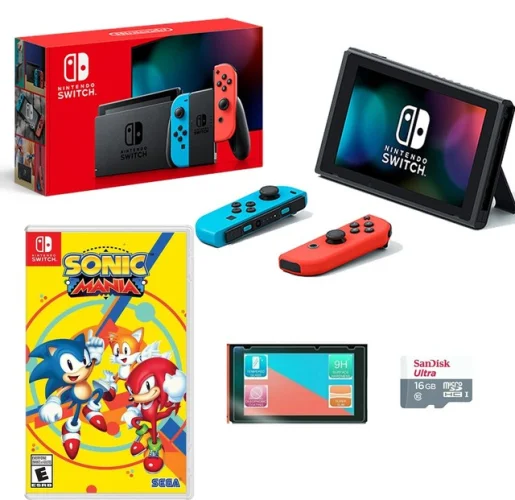 Nintendo Switch Console + Sonic GAME Bundle + 16GB SD + BONUS ITEMS - Refurbished