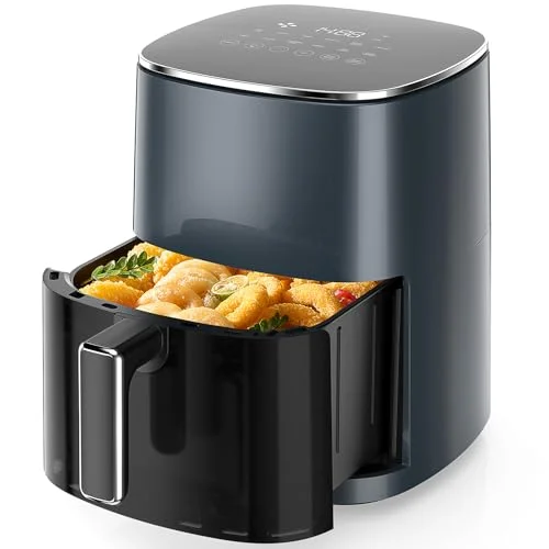 Sweetcrispy Air Fryer 6QT with Window, Square Airfryer Oven 12-in-1 for Family, Grey