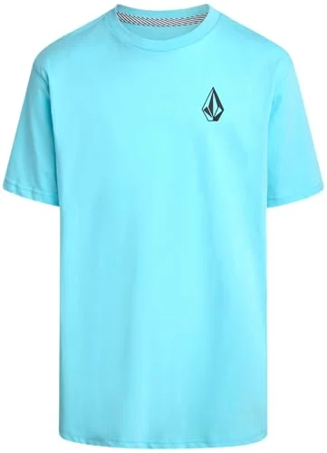 Volcom Boys T Shirt - Cotton Blend Short Sleeve Graphic Tees for Boys - Size 10-12, Mineral Blue