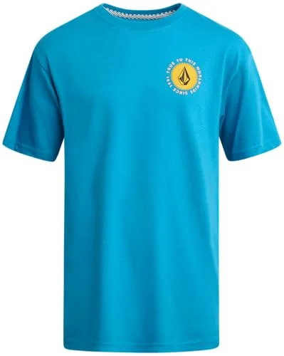Volcom Boys T Shirt - Cotton Blend Short Sleeve Graphic Tees - Size 14, Blue Volcom Print