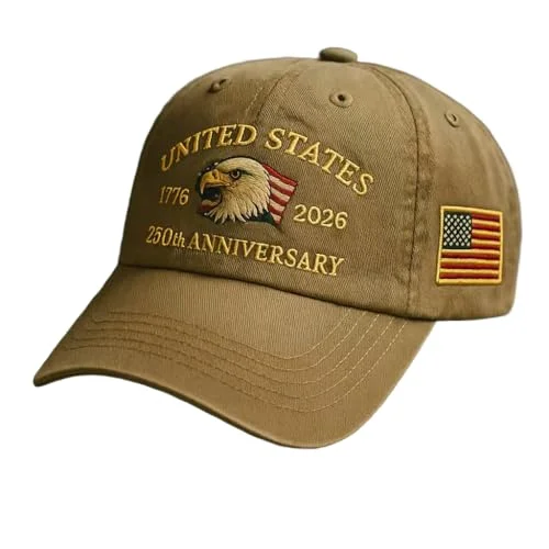 Snfjcmue 250th Anniversary USA Baseball Cap Adjustable Retro Embroidered Hat for Men Women Gifts