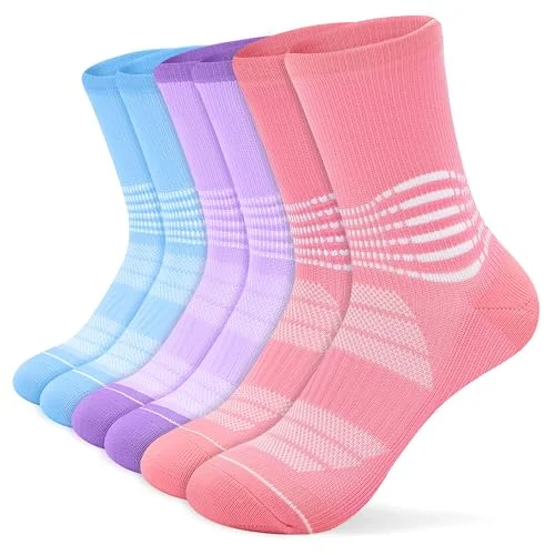 IRAMY Crew Compression Socks 3 Pairs - Women & Men with Ankle Arch Support for Plantar Fasciitis Relief