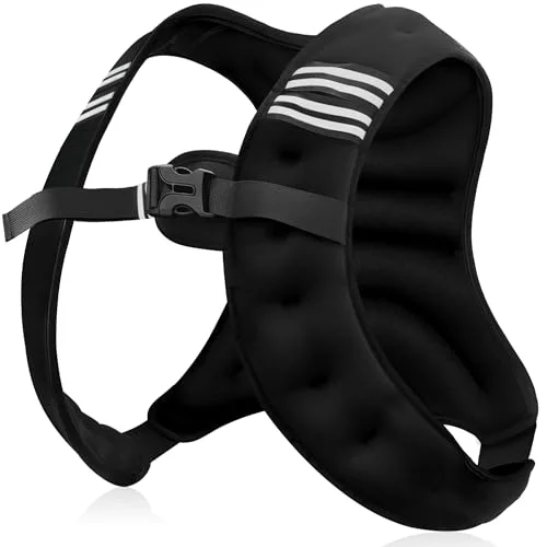NATURELUX Weighted Vest with Reflective Stripe and Adjustable Buckle Straps, Black, 10 lbs