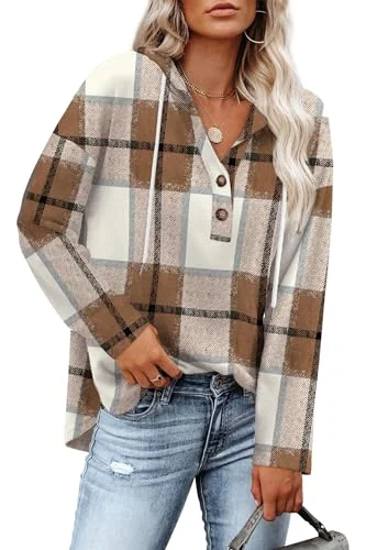 Women's Long Sleeve Plaid Sweatshirt - Yellow - Size L