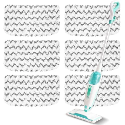 6 Pack Steam Mop Replacement Pads for Shark Steam Mops S1000 Series, Washable Reusable Microfiber Cleaner Pads