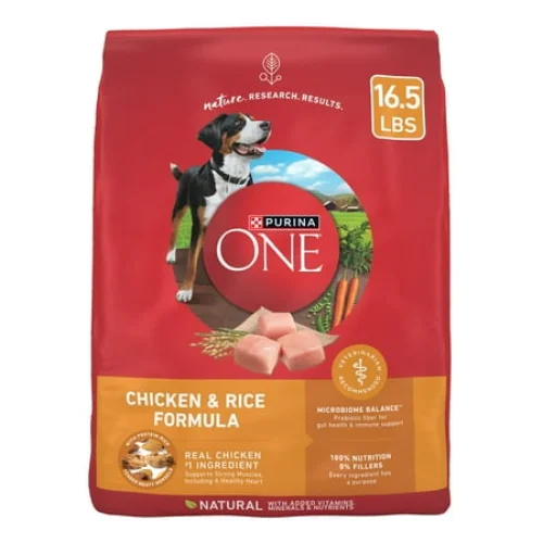 16.5 lb Bag Purina One Dry Dog Food - High Protein Chicken & Rice Formula for Adult Dogs