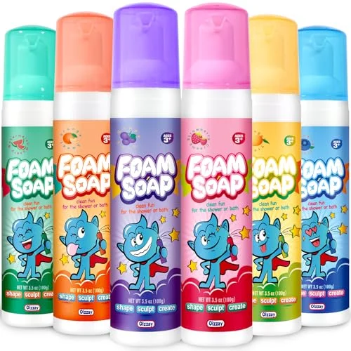 6-Pack Foam Soap for Kids - Fluffy Bath Foam for Gentle Cleansing and Bathtime Art Creation
