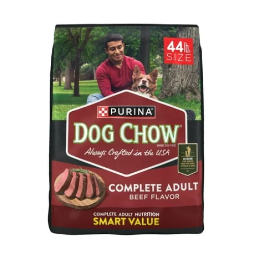 44 lb Bag Purina Dog Chow Complete Adult Dry Dog Food, Beef Flavor for Adult Dogs