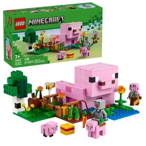LEGO Minecraft The Baby Pig House Toy Figures & Playset - Building Toy for Kids Ages 7+ - 21268
