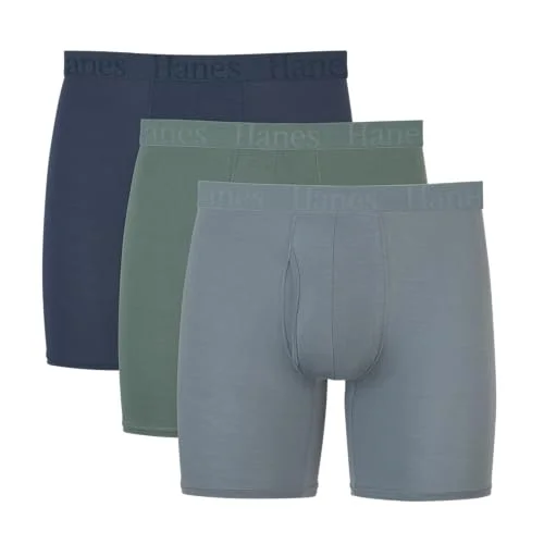 3-Pack Hanes Men's Originals SuperSoft Boxer Briefs, Viscose from Bamboo Underwear for Men