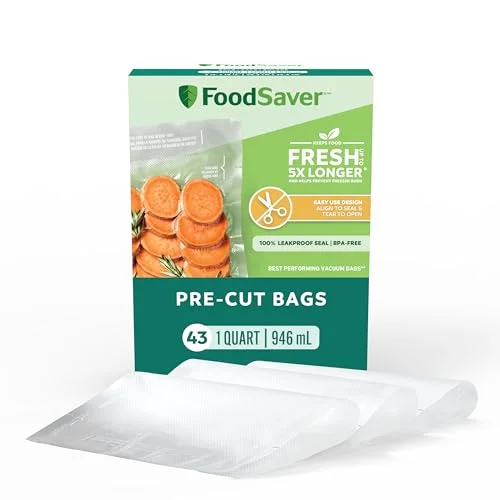 43 Pack FoodSaver Quart Pre-Cut Vacuum Seal Bags for Easy Use Vacuum Storage and Sealer Storage