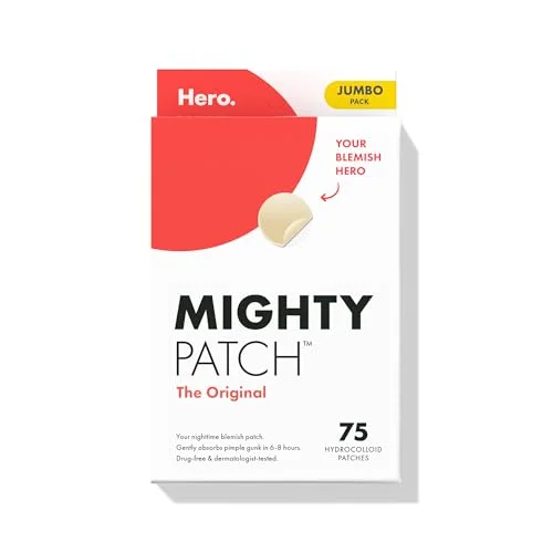 75 Count Hero Cosmetics Mighty Patch Original Hydrocolloid Acne Pimple Patches for Face Spot Treatment