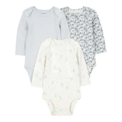 3-Pack Carter's Child of Mine Baby Bodysuits, Sizes Preemie-18 Months, Assorted Colors and Playful Prints