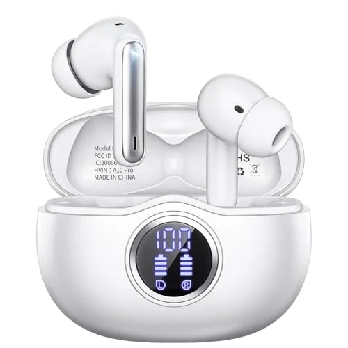 Sisism A10 Pro Wireless Earbuds, Bluetooth 5.3 Headphones with Noise Canceling, Waterproof, 50H Playback