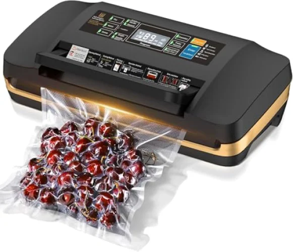 Commercial 95kpa Vacuum Sealer Machine with Double Heat Seal, Cutter, and 10 Pre-cut Bags