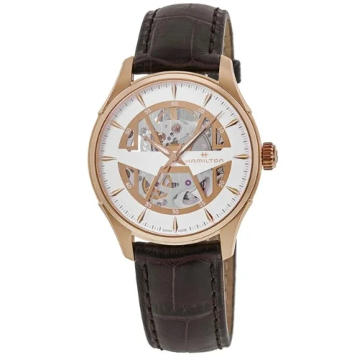 New Hamilton Jazzmaster Skeleton Auto White Dial Leather Men's Watch H42505510
